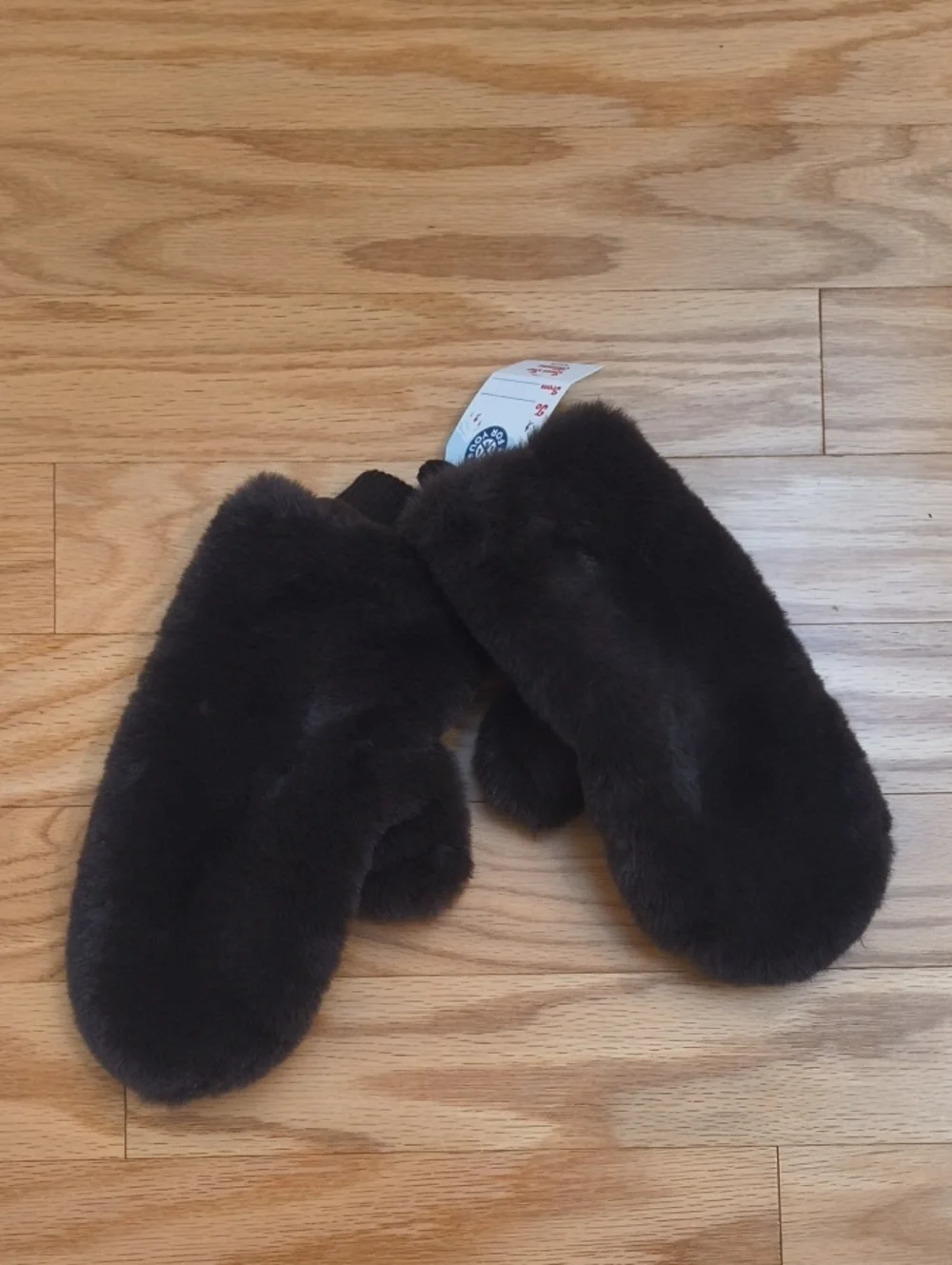 Faux Fur Mittens Dark Brown Adult Size